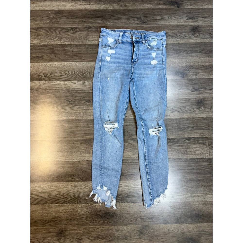 American Eagle Hi-Rise Jegging Crop Distressed Light Wash Jeans Ne(x)t Level 4